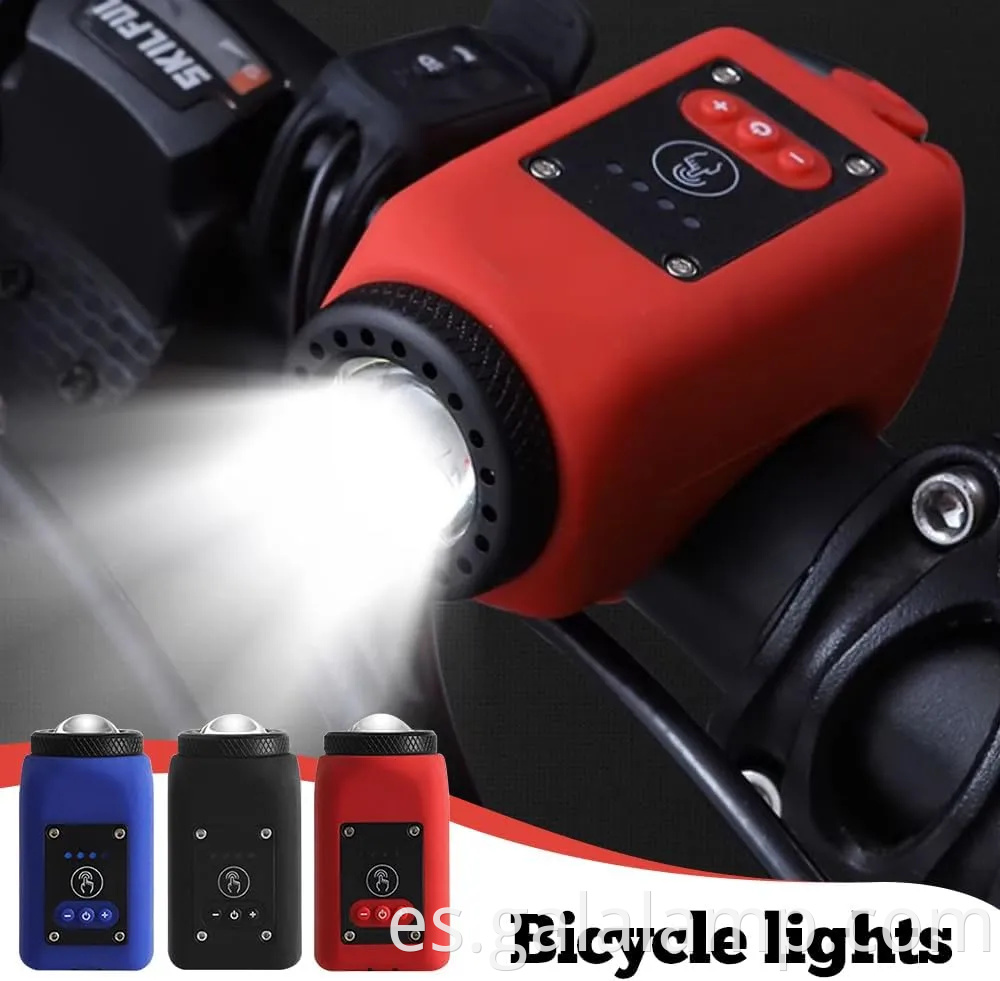 Luz de bicicleta con bocina de decibelio alto y carga USB